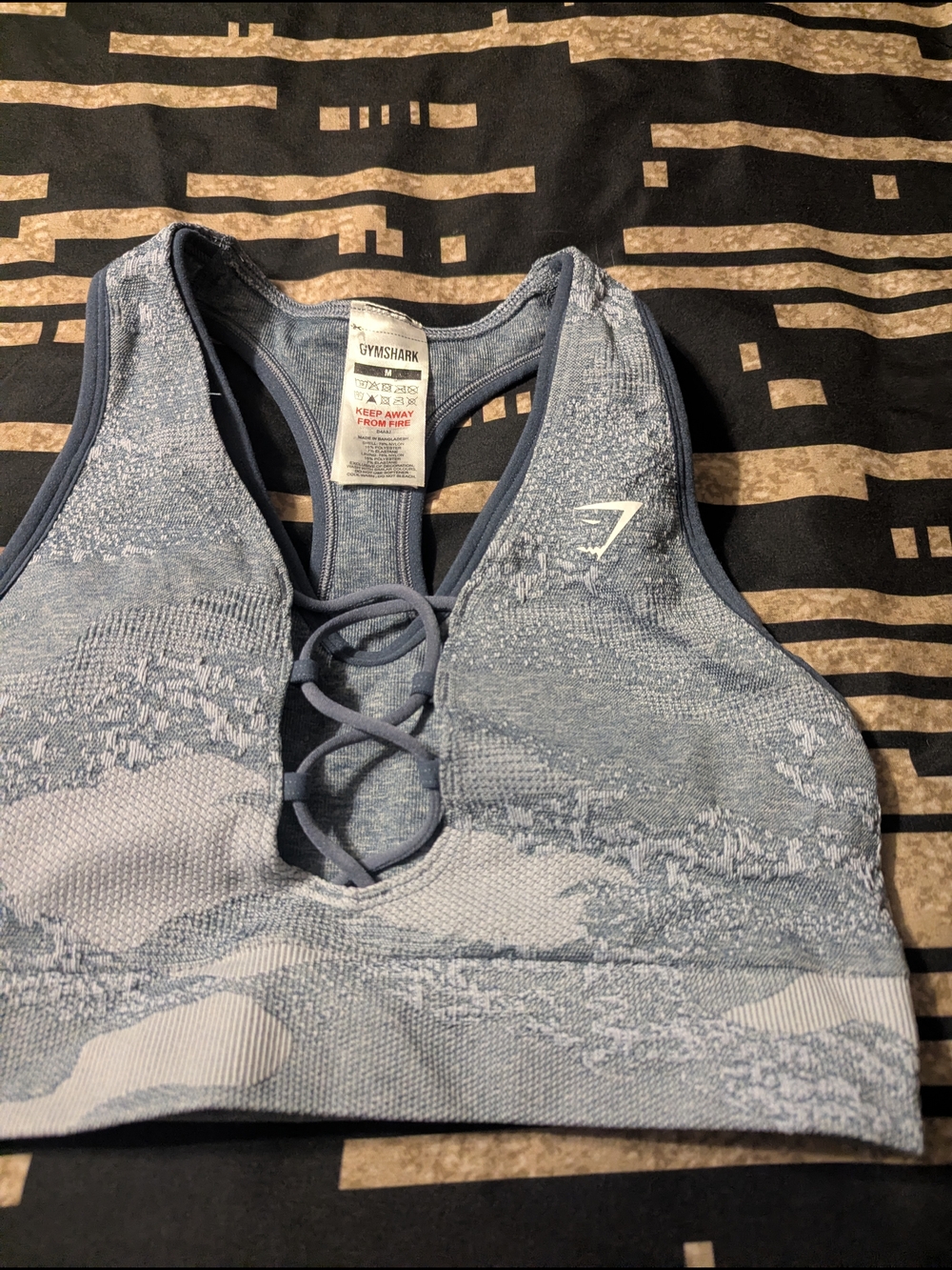 Gymshark Light Blue Lace-Up Racerback Sports Bra